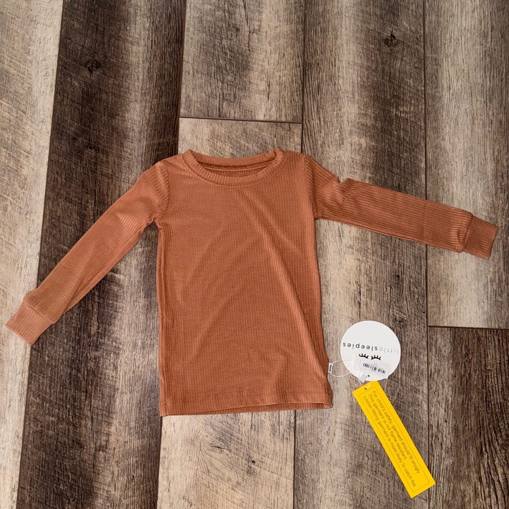 Ribbed Caramel Little Sleepies Long Sleeve Pajama Top NWT 18-24 months 🆕